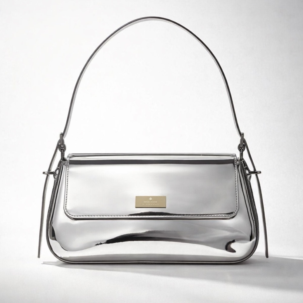 Kate Spade Bridget Mirror Metallic Silver Shoulder Bag